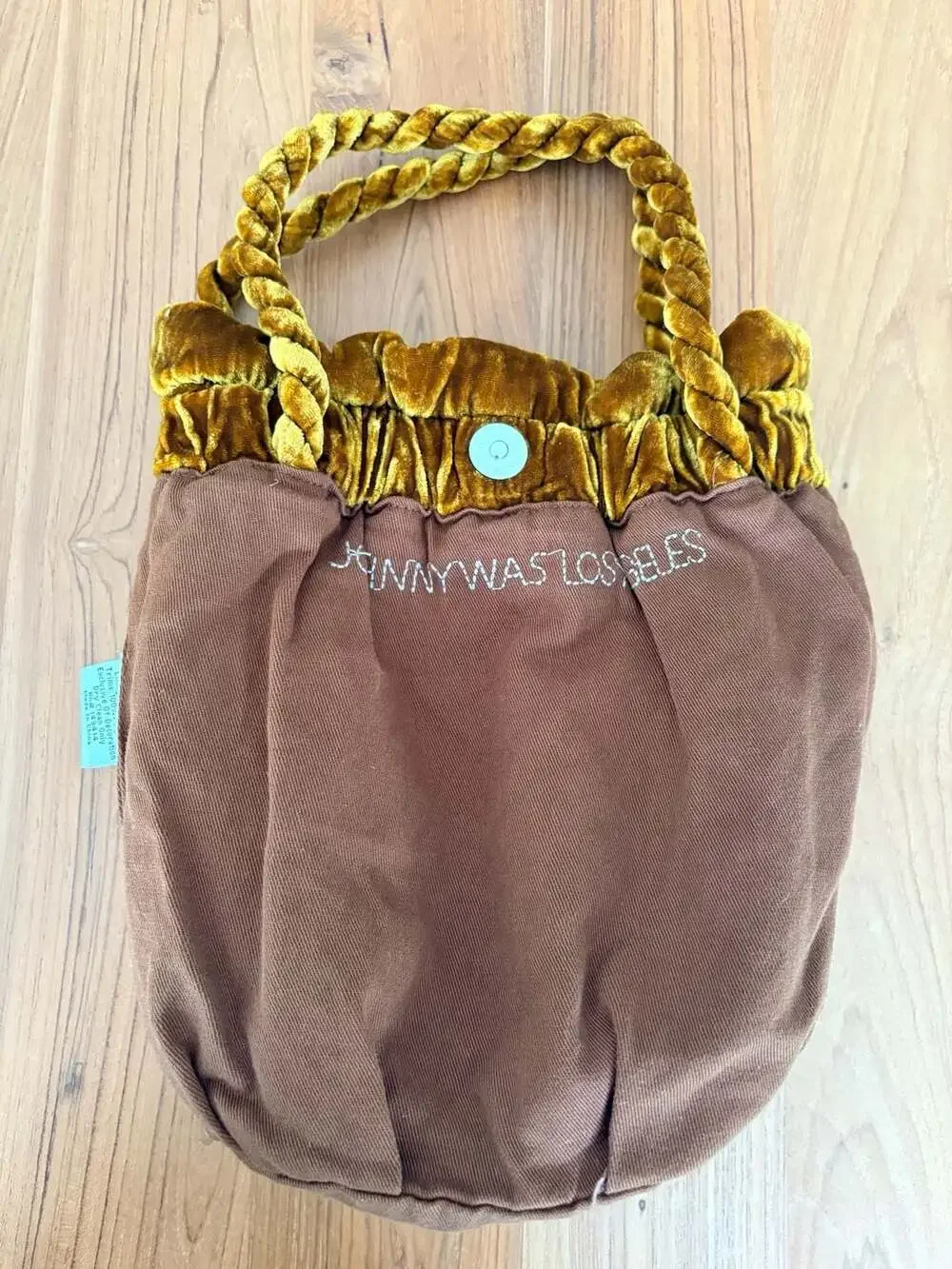 Johnny Was Ulla Velvet Embroidered Pouch Purse in Mustard Gold NWOT - Picture 5 of 10